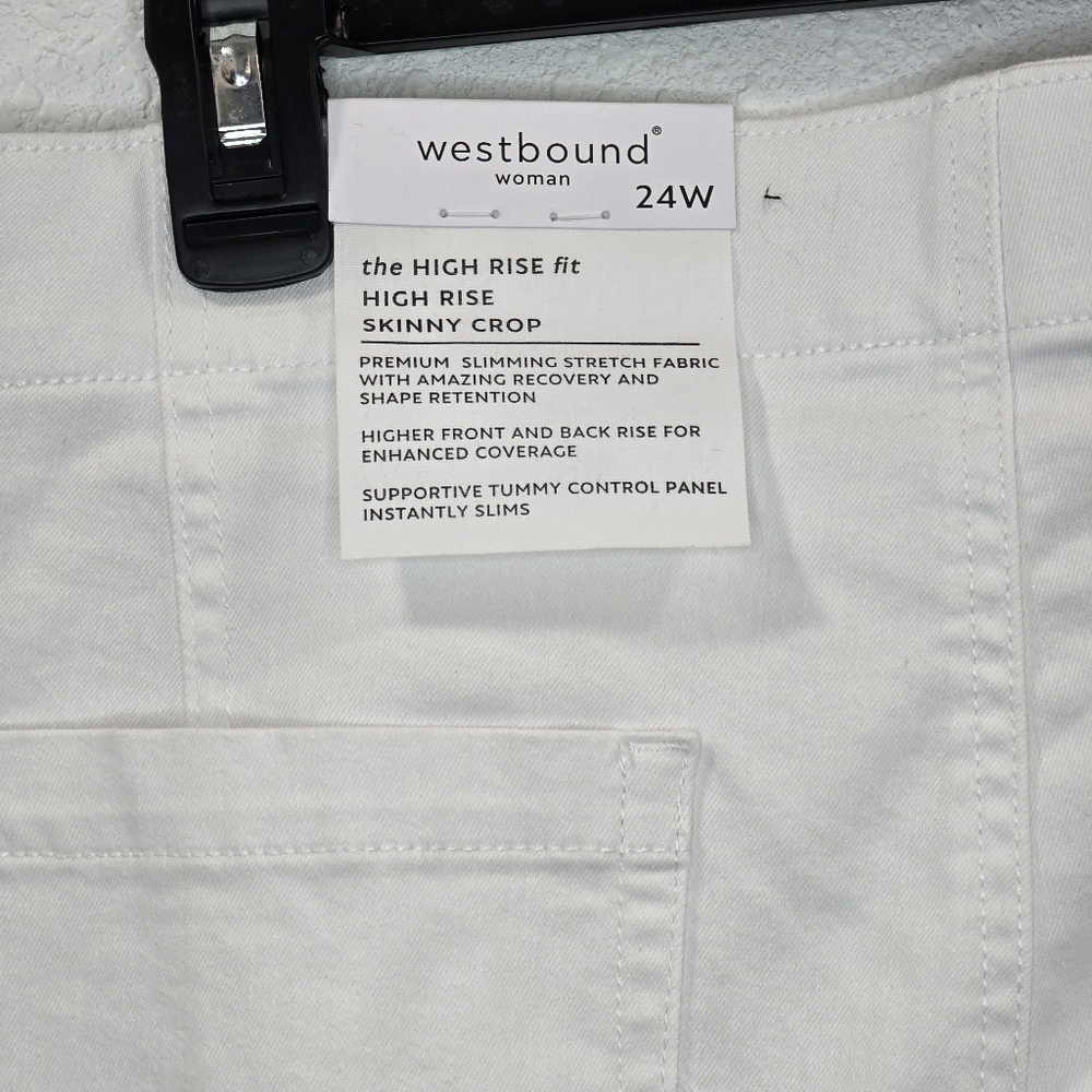 Westbound Womens High Rise Skinni White Summer Cropped Pants Size 24W - Picture 13 of 16